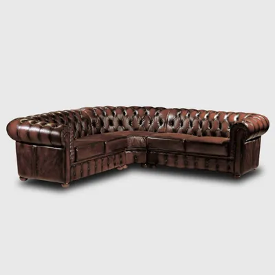 Produktbild von Klassische Ecksofa Ledersofa Polster Eck Sofa Couch Ecke Garnitur Braune Sofas