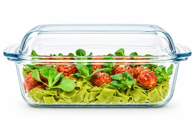 Produktbild von Glas Bräter 5,8 L mit Deckel Auflaufform Glaskochgeschirr Glasbräter, KI-generiertes Bild