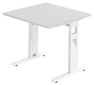 Zdjęcie produktu dla Biurko bümö seria O – wymiary:  80 x 80 cm, kolor: szary, podstawa: biała