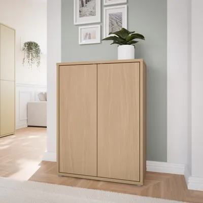 Produktbild von Forte ALICE SPRINGS Schuhschrank 70 80, modern-minimalistisch, 2-türig, Holzwerkstoff, Elegancia Eiche Holzdekor, 74,5 cm breit x 99,1 cm hoch x 34,9 cm tief