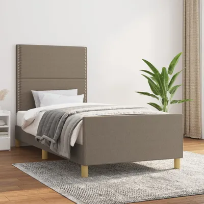 Produktbild von Design Möbel Bettgestell mit Kopfteil Taupe 90x200 cm Stoff - 2024 Neu