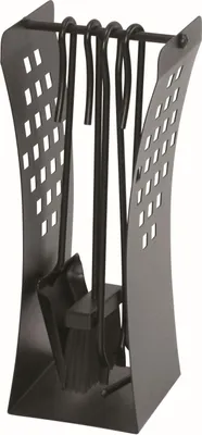 Produktbild von Kaminbesteck, Ofenbesteck, Kaminzubehör, 4- teilig- schwarz beschichtet