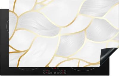 Produktbild von KitchenYeah© Herdabdeckplatte Abstraktes Muster mit goldenen Linien , 83x51cm, Küche Deko, Glaskeramikkochfeld Herdabdeckung, Abdeckplatte fùr Kochfeld