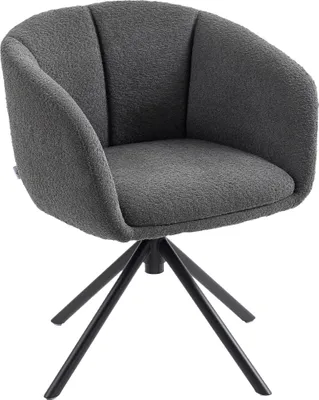 Image de Fauteuil pivotant, chaise de salle à manger, fauteuil rembourré avec accoudoirs, revêtement en feutre à motifs de flocons de neige, gris | Pieds en métal | Capacité maximale : 120 kg | 59 x 58,5 x 78,5 cm