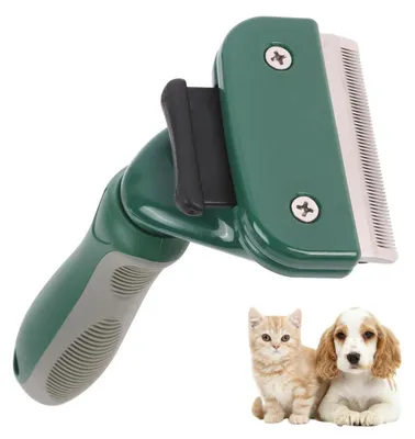 Produktbild von Hundebürste für Kurz- und Langhaar, Unterfellbürste für kleine und mittelgroße Hunde, Grün