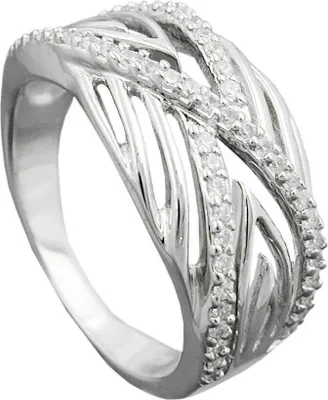 Produktbild von Ring Damenring Zirkonia weiß überkreuzte Streifen 925 Silber Innenumfang 56mm Ø17.8mm