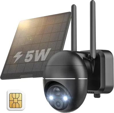 Image de Caméra de surveillance 4G LTE avec carte SIM  Caméra solaire extérieure 2K 360° sans fil  Caméra extérieure étanche IP66 sans Wi-Fi Détection PIR,via application