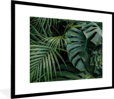 Produktbild von MuchoWow® Gerahmtes Poster Pflanzen - Dschungel - Blätter - Tropisch 80x60 cm - Poster mit Schwarzem Bilderrahmen Wandposter Rahmen Foto Bilder - Schlafzimmer-Dekorationen - Fotoposter