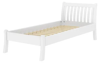 Produktbild von Weißes, geschwungenes Einzelbett Echtholzbett 90x200 Kiefer massiv V-60.61W-09Federleisten