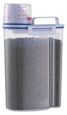 Produktbild von Futterbehälter Vorratsdose Hundefutter - Luftdicht - 2 Liter - Mit Messbecher - Transparent - Für Reisen und Camping
