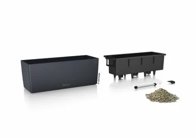 Image de LECHUZA Bac à plantes BALCONERA Color 50 gris ardoise | Balconnière avec système d'arrosage | Surface mate | 50 x 19 x 19 cm | 15673