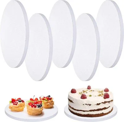 Immagine prodotto di Basi per torte in cartoncino ondulato, confezione da 5, 30/25 cm, 12 mm, resistenti, ideali per progetti creativi fai da te