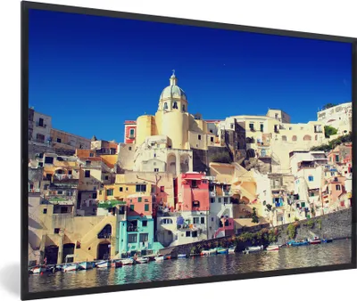 Produktbild von MuchoWow® MuchoWow® Gerahmtes Poster Haus - Meer - Italien 60x40 cm - Poster mit zchwarzem Bilderrahmen - Printing - Wanddeko Schlafzimmer