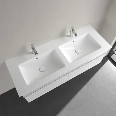 Produktbild von Villeroy & Boch Venticello Schrank-Doppelwaschtisch 130 x 50 cm, mit 2 Hahnlöchern, mit Überlauf