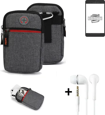 Produktbild von K-S-Trade Gürteltaasche + Kopfhörer kompatibel mit Samsung Galaxy S22 Handy Tasche Holster Schutz Hülle Handy Hülle grau Zusatzfächer 1x