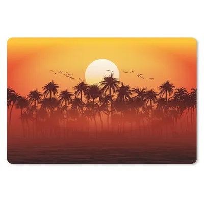 Produktbild von MuchoWow® Schreibtischunterlage Palme - Sonne - Vogel 60x40 cm - XXL Mauspad - Großes Mauspad