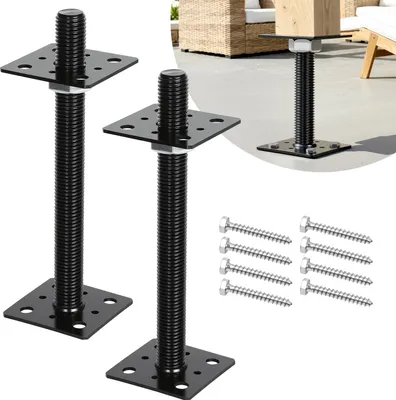 Produktbild von ISOISL Verstellbare Stützenfüße 2 Stück, 30–250 mm, Stahl mit Befestigungsschrauben Schwarz