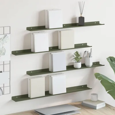 Obrázek produktu pro Maison Exclusive – Závěsná police, 4 ks, olivově zelená, 80 x 9 x 2,5 cm, ocel