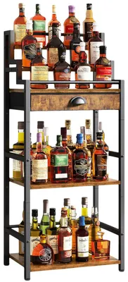 Weinregal mit Schublade, 15 Flaschen, Holz, braun, 42x29x111,5 cm