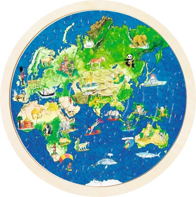 Image de Puzzle double face en bois Goki - Globe, 57 pièces