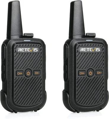 Produktbild von Retevis RT15 Mini Walkie Talkie, VOX-Scan, 16CH 50 CTCSS / 208 DCS, Wiederaufladbares Funkgeräte mit Lautem Sound und Programmierkabel, Tragbares Walkie Talkie für Familien(Schwarz, 1 Paar)