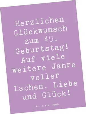 Produktbild von Mr. & Mrs. Panda Postkarte Spruch 49. Geburtstag Glückwünsche - Lavendeltraum - Geschenk, Postkarten, Grußkarte, feiern, bildkarte, besonderes Erlebnis, Happy Birthday