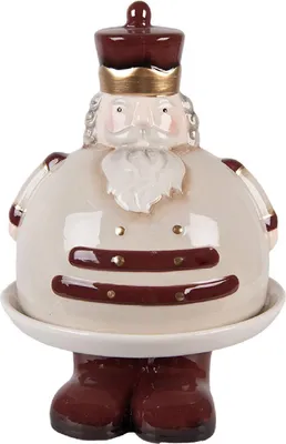 Productafbeelding van Clayre & Eef 6CE2254 decoratieve kom met deksel, beige en rood, Ø 17x25 cm