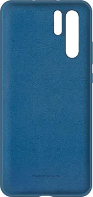 A blue phone case is shown from the back.