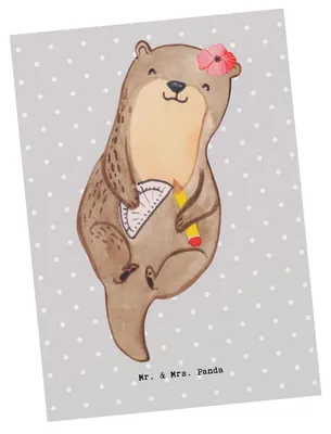 Produktbild von Mr. & Mrs. Panda Postkarte Bauzeichnerin Herz - Grau Pastell - Geschenk, Grußkarte, Ansichtskarte, Fotokarte, Ansichtskarten, Postkarten