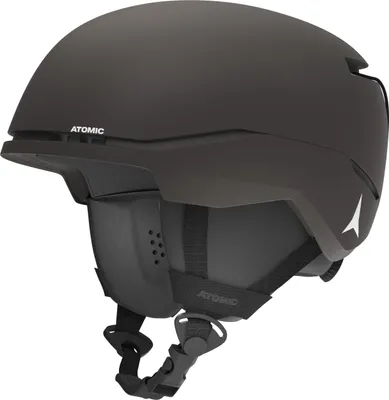 A studio shot of a black ski helmet.