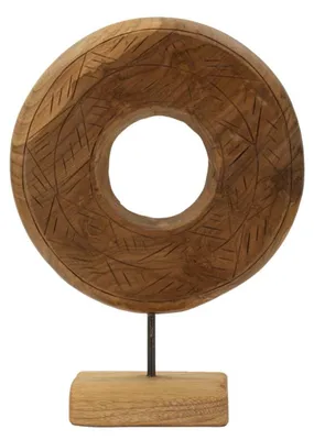 Image de Sculpture Dorat disque en teck recyclé pièce unique taille moyenne