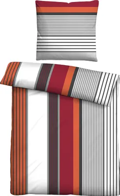 Produktbild von Traumhaft schlafen - Castell - Markenbettwäsche Baumwoll Renforce Bettwäsche 0040755 LÄNGSSTREIFEN color: rubin, size: 1x 135x200 cm + 1x 80x80 cm
