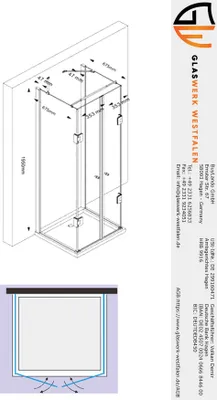 Produktbild von Glaswerk Westfalen – Duschkabine und U Emma 75 x 80 x 75 cm (H: 180 cm), weiße Armaturen