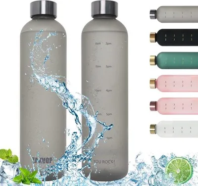 Productafbeelding van Sportwaterfles 1 L met Tijdmarkering - BPA Vrij