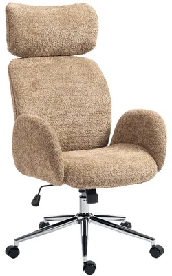 Produktbild von Bürostuhl mit verstellbarer Kopfstütze, ergonomischer Schreibtischstuhl, Kippfunktion, höhenverstellbar, Braun