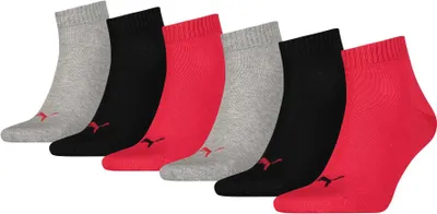 Produktbild von PUMA Uni Quarter-Socken, 6er Pack - Sneaker, ECOM, Logo, uni Schwarz/Grau/Rot 47-49