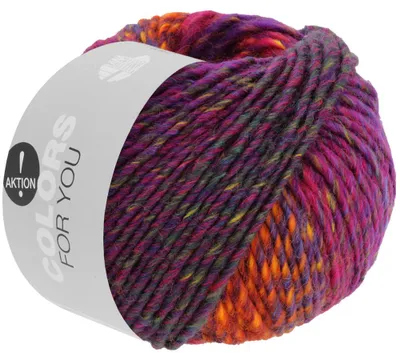 Produktbild von Lana Grossa COLORS FOR YOU 50 g voluminöses Dochtgarn mit Farbverlauf 90 m Farbe 146 - Rot-/Blauviolett/Zyklam/Gelb
