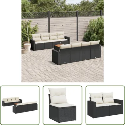 Produktbild von The Living Store 9-tlg. Garten-Sofagarnitur mit Kissen Schwarz Poly Rattan