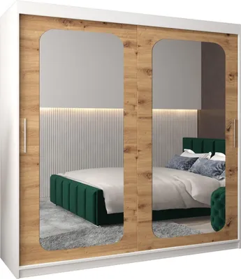 Produktbild von MEBLE KRYSPOL Promo 3200 Schlafzimmerschrank zwei Schiebetüren - Mattweiß + Artisan