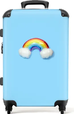 Produktbild von NoBoringSuitcases.com® Großer Koffer - Regenbogen - Luftballon - Blau - Kind - Mädchen - Kombinationsschloss TSA - Hartschalen Trolley 4 Rollen - 72 liter - Reisekoffer - 66 cmKoffer Mittelgroß 67x43x25 cm, 72L,