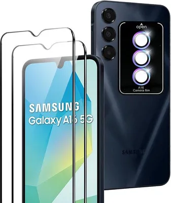 Productafbeelding van Voor Samsung Galaxy A16 5G - Gehard Glas - Krasbestendig - Transparant - Schermbescherming - 2 Stuks - Inclusief Camera Bescherming