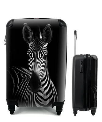 Produktbild von MuchoWow® Koffer Handgepäck Trolley Rollkoffer Kleine Reisekoffer mit 4 Rollen - Zebra - Schwarz - Weiß - Tiere - Cabin Size < 55x40x23 cm & 55x40x20 cm - Fotokoffer - Kabinenkoffer - Boardgepäck - Reise-Box - Reisekoffer - Reisegepäck - Koffer mit Bild - Trolley für Kinder