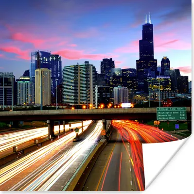 Produktbild von MuchoWow® Poster Stadt - Verkehr - USA 75x75 cm - Wand Dekoration