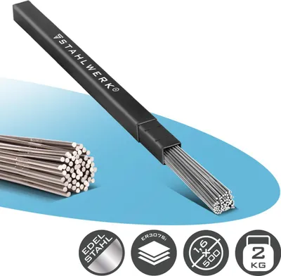 Produktbild von STAHLWERK Schweißstäbe WIG ER307Si Edelstahl hochlegiert Ø 1,6 mm x 500 mm 2 kg