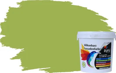 Produktbild von RyFo Colors Silikonharz Fassadenfarbe Lotuseffekt Trend Olivgrün 1l - bunte Fassadenfarbe, weitere Grün Farbtöne und Größen erhältlich, Deckkraft Klasse 1