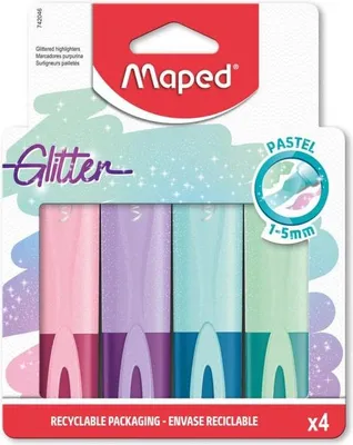 Immagine prodotto di Maped 742046 Evidenziatore Maped FLUO'PEPS Glitter PASTEL, confezione da 4 pz