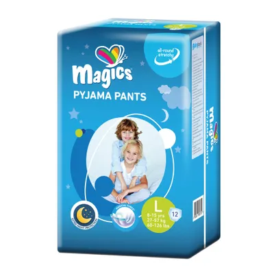 Obrázek produktu pro Magics Pyjama Pants - 12x noční kalhoty pro chlapce 8-15 let - velikost L (27-57 kg) - absorpční noční pleny Teen na noční pomočování