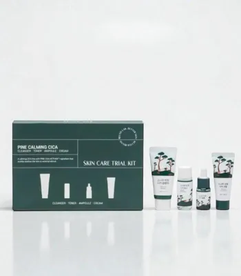 Obrázek produktu pro Round Lab - Pine Calming Cica Trial Kit - Zklidňující mini sada pro citlivou pleť - Čisticí pěna 30ml + Toner 20ml + Ampule 10ml + Krém 20ml
