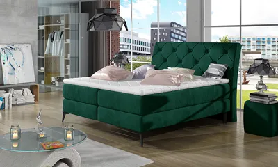 Produktbild von NABBI Gepolstert Doppelbett mit Stauraum Latium 180 - dunkelgrün