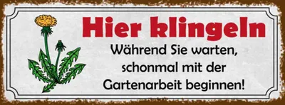 Produktbild von vianmo Holzschild 10x27 cm hier klingeln Gartenarbeit Spruch Zitat